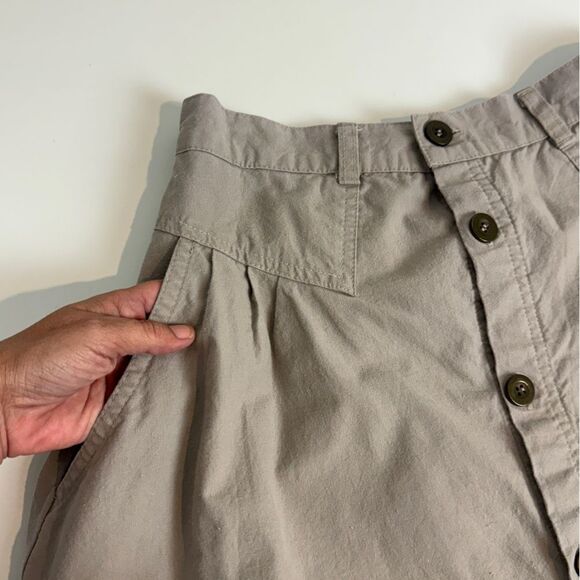 VTG Cherokee Tan Button Front Full Midi Skirt Elastic Waist Back M/L - Picture 3 of 9